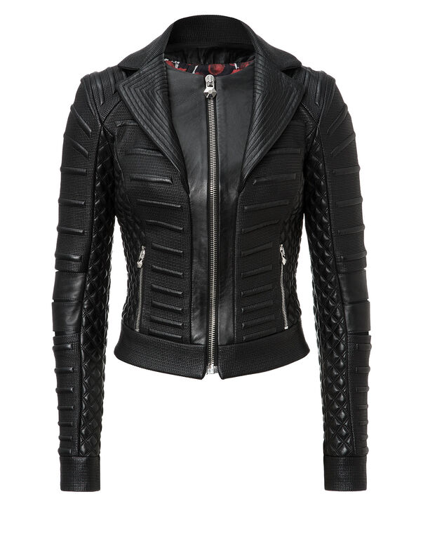 leather jacket "wound" - Leather Jackets - Jackets - Clothing - Women | Philipp  Plein Outlet