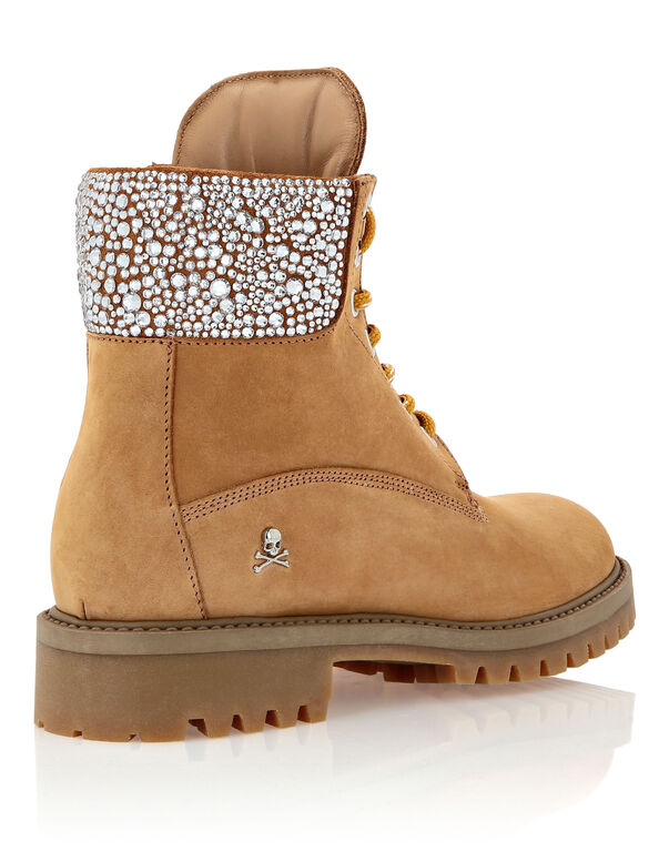 Nabuk Boots Low Flat Crystal The Hunter | Philipp Plein Outlet