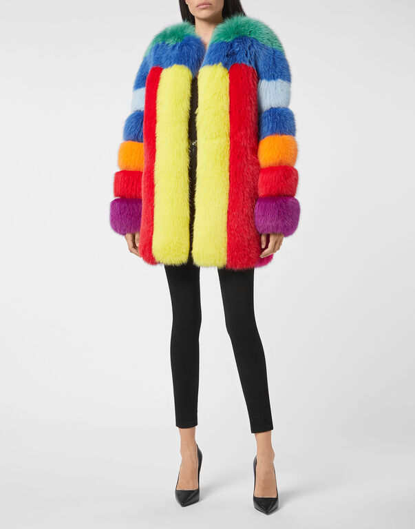 Fox fur Jacket Colorful | Philipp Plein Outlet