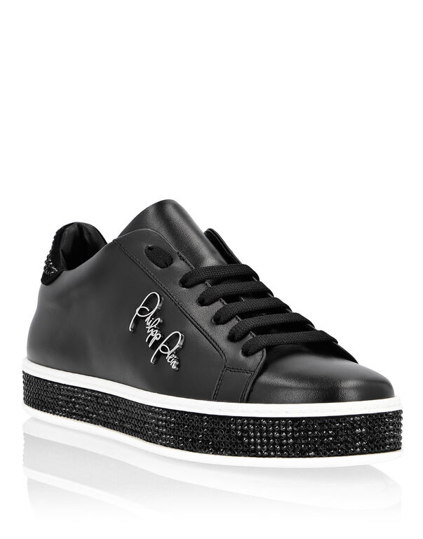Leather Lo-Top Sneakers Crystal | Philipp Plein Outlet