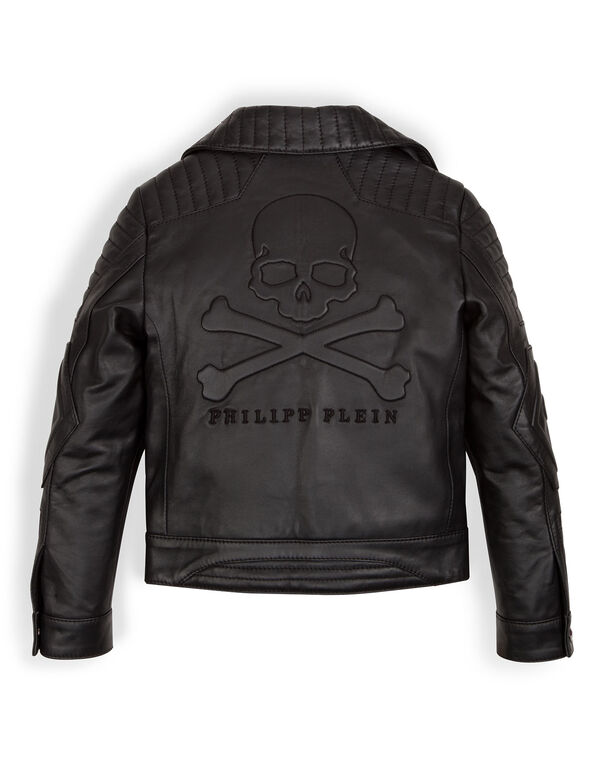 leather biker jacket "skull" | Philipp Plein Outlet