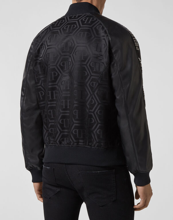 All-Over Logo jacquard nylon bomber jacket