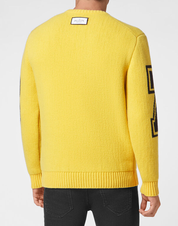 Lambswool Pullover Round Neck LS Basketball | Philipp Plein Outlet