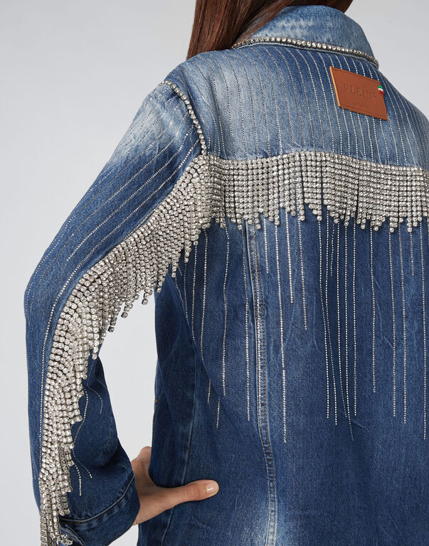 Denim Jacket Crystal Fringe | Philipp Plein Outlet