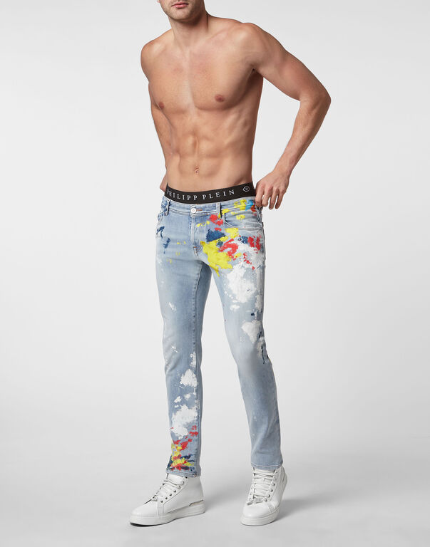 Denim Trousers Super Straight Cut Painted | Philipp Plein Outlet
