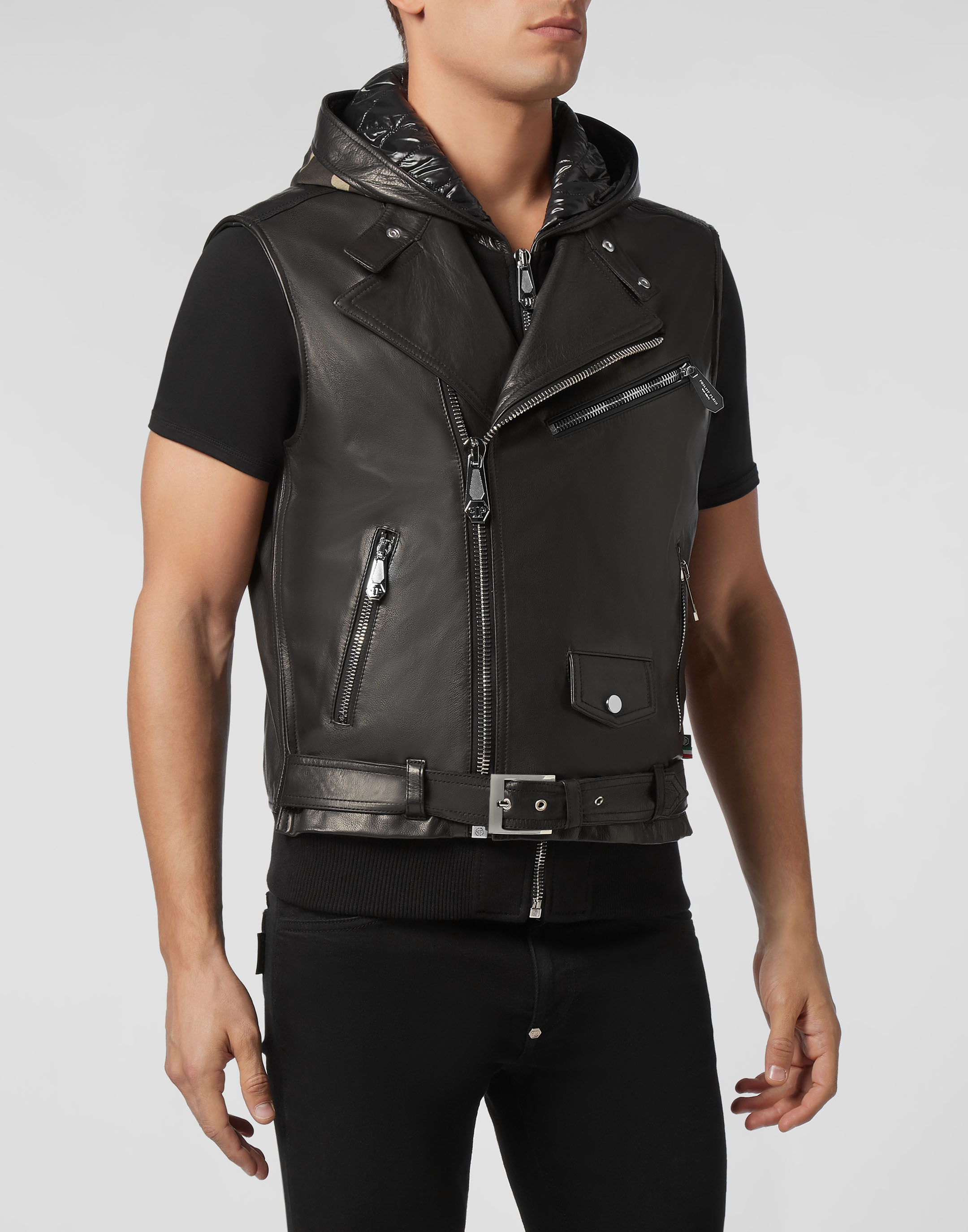 Leather Vest Short Camouflage | Philipp Plein Outlet