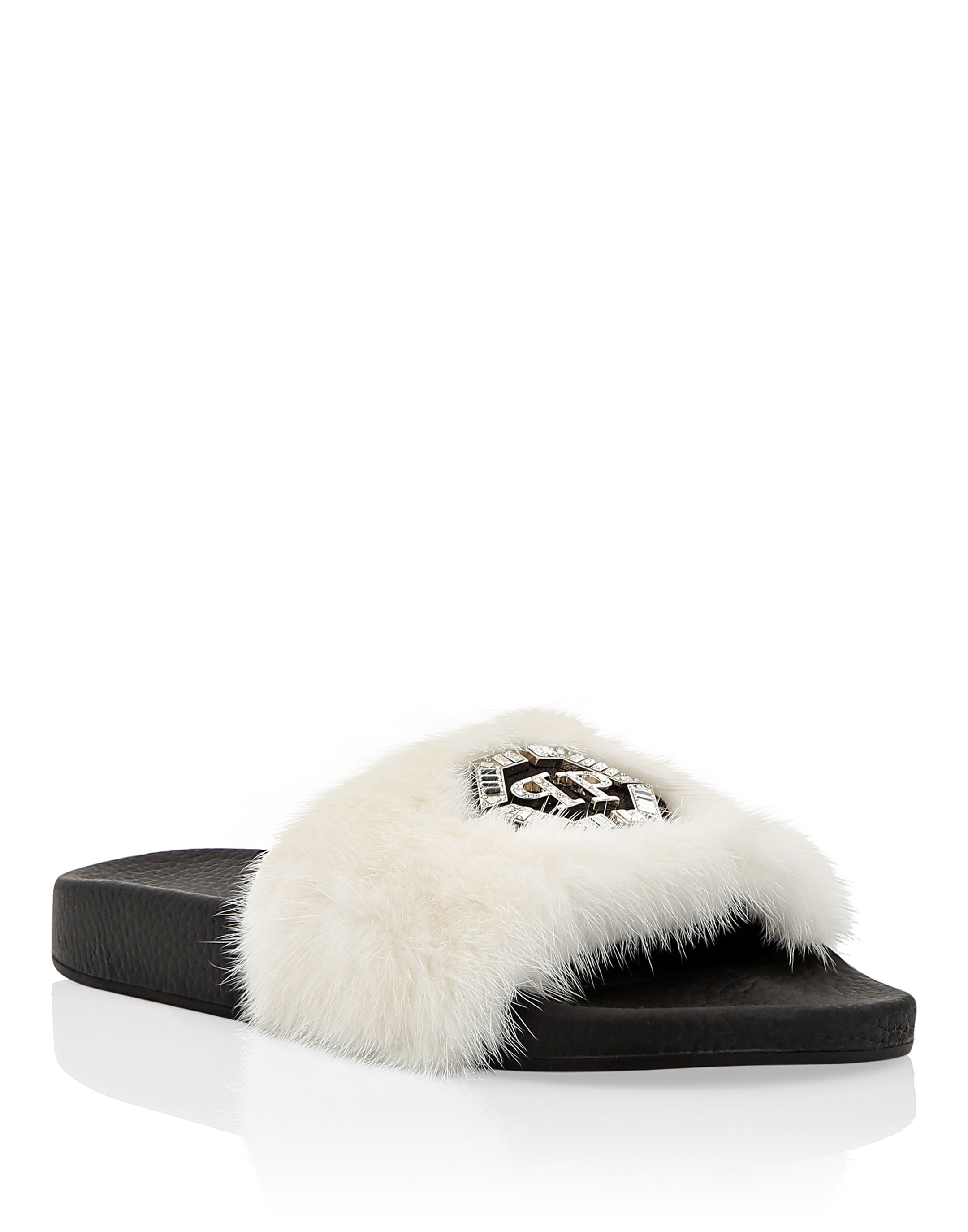 Sandals Flat mink fur insert Luxury | Philipp Plein Outlet