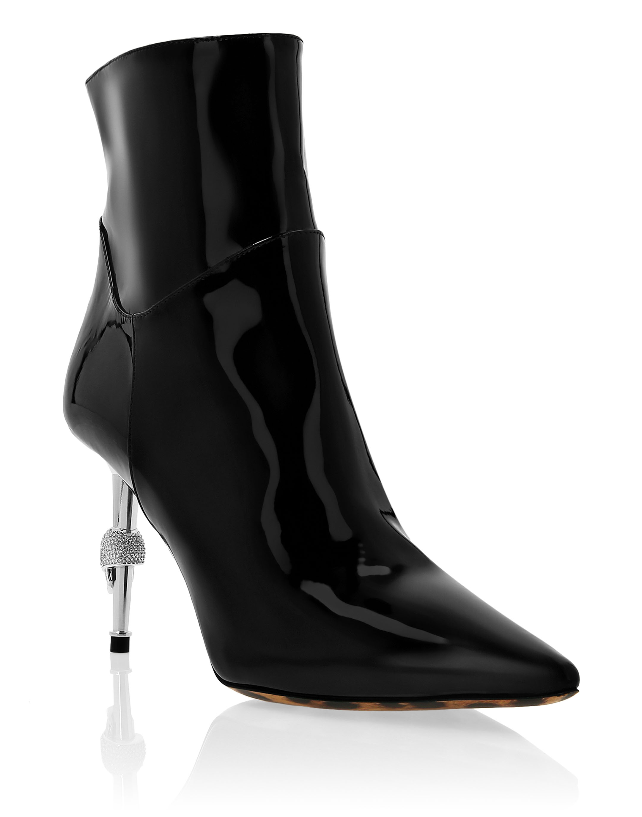 Soft Patent leather Boots Mid Heels Mid Skull | Philipp Plein Outlet