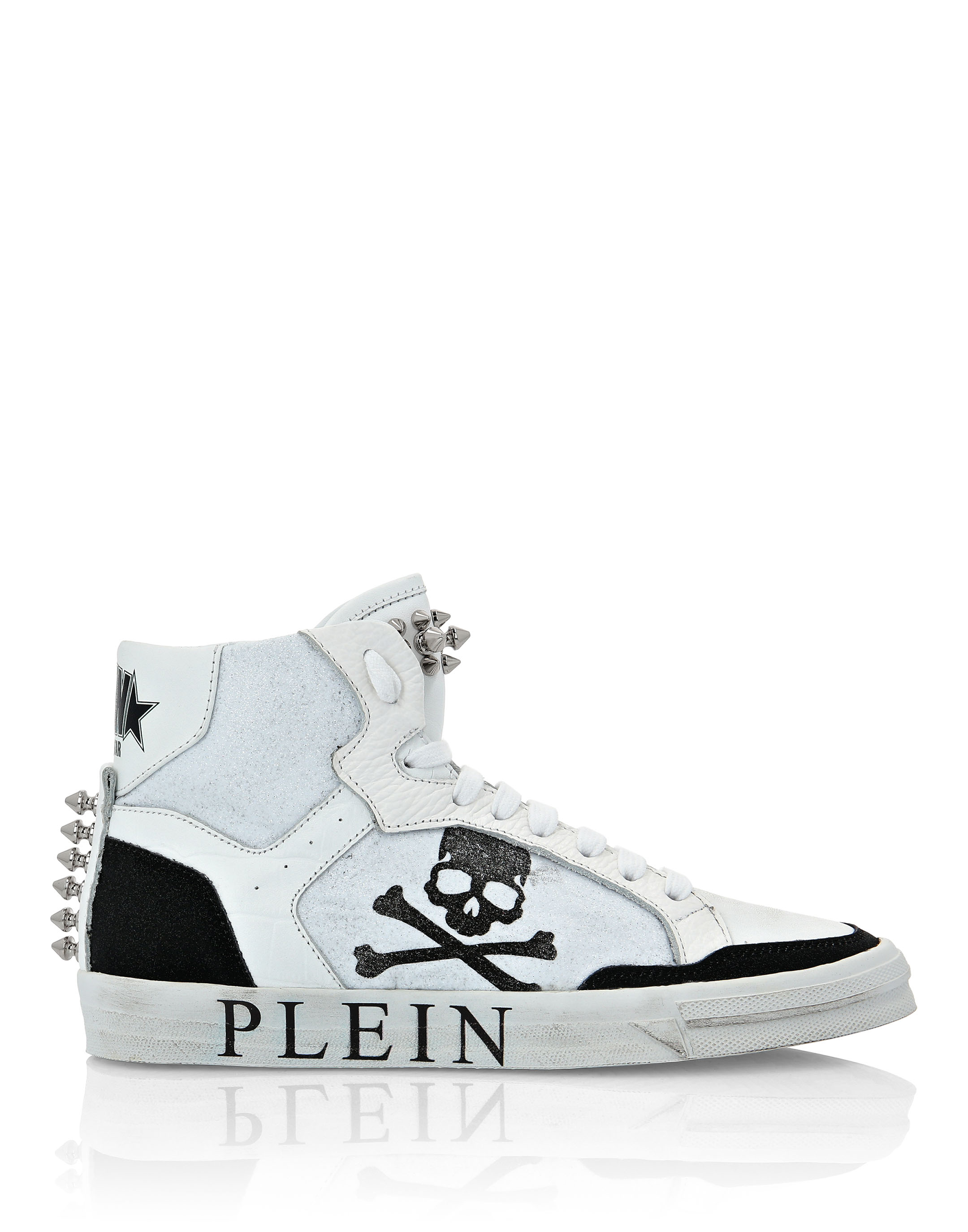 Patent Leather Mid-Top Sneakers with Glitter Gothic Plein