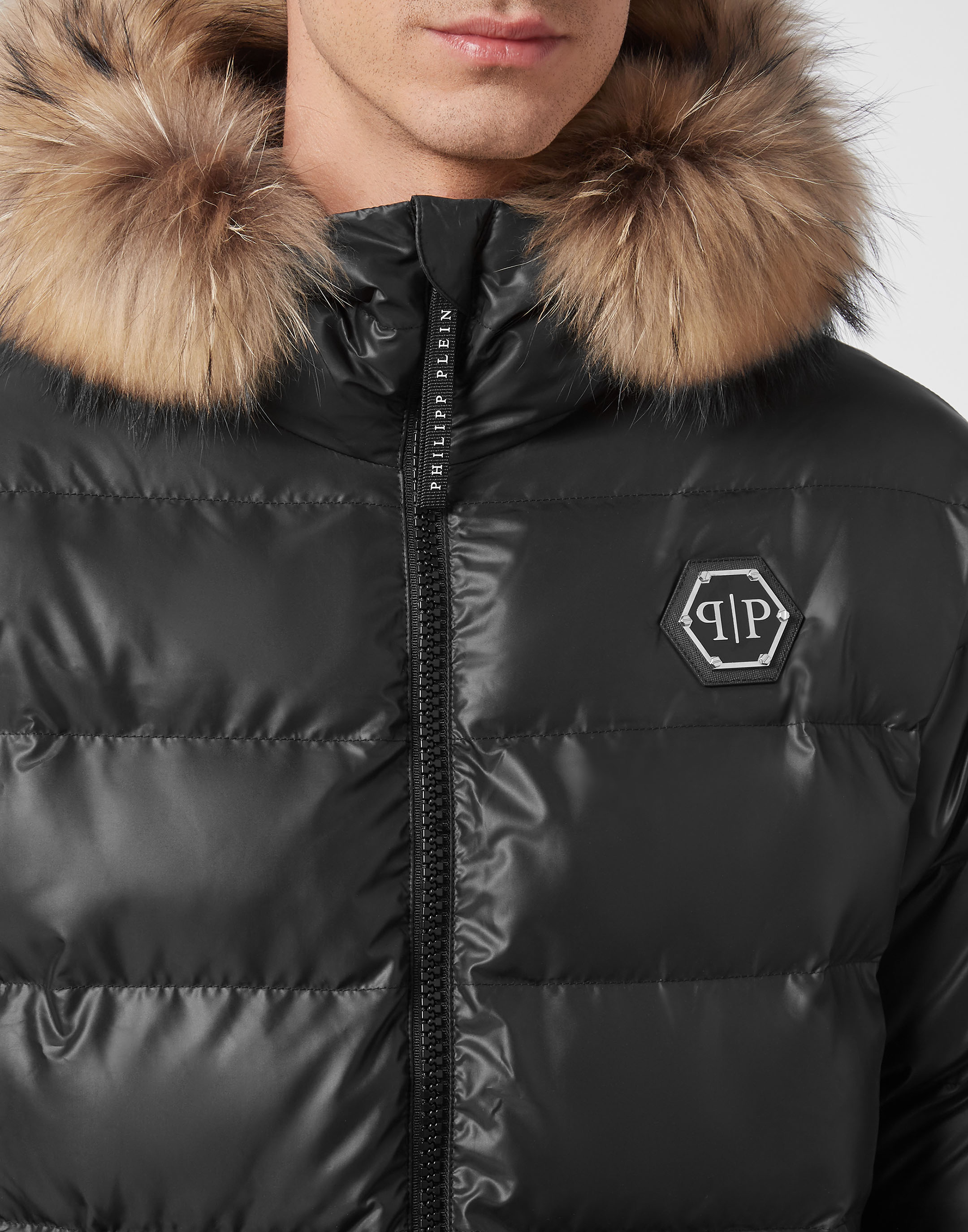 Nylon Padded Jacket With Fur | Philipp Plein Outlet