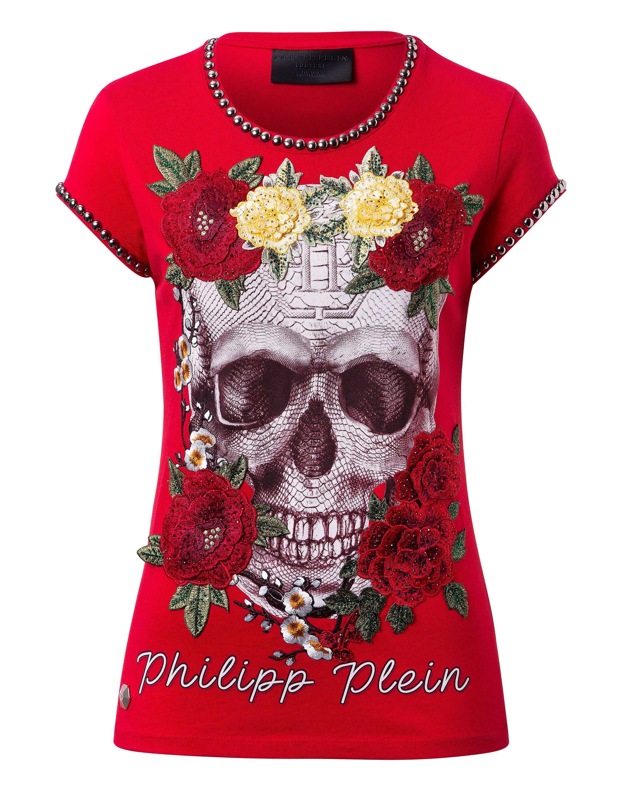 T-shirt Round Neck SS "Yellow roses" | Philipp Plein Outlet