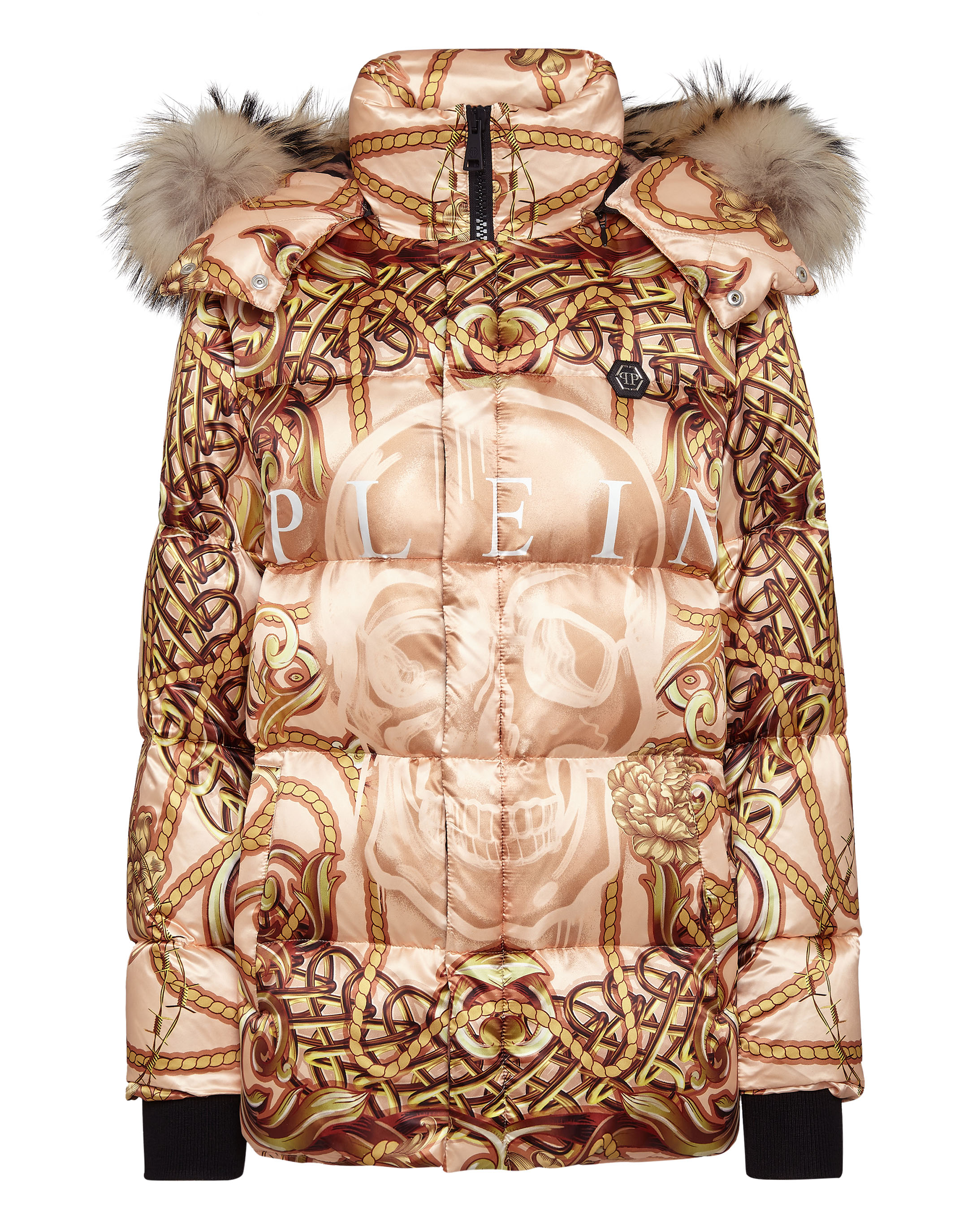 Nylon Jacket with Fox fur print New Baroque | Philipp Plein Outlet