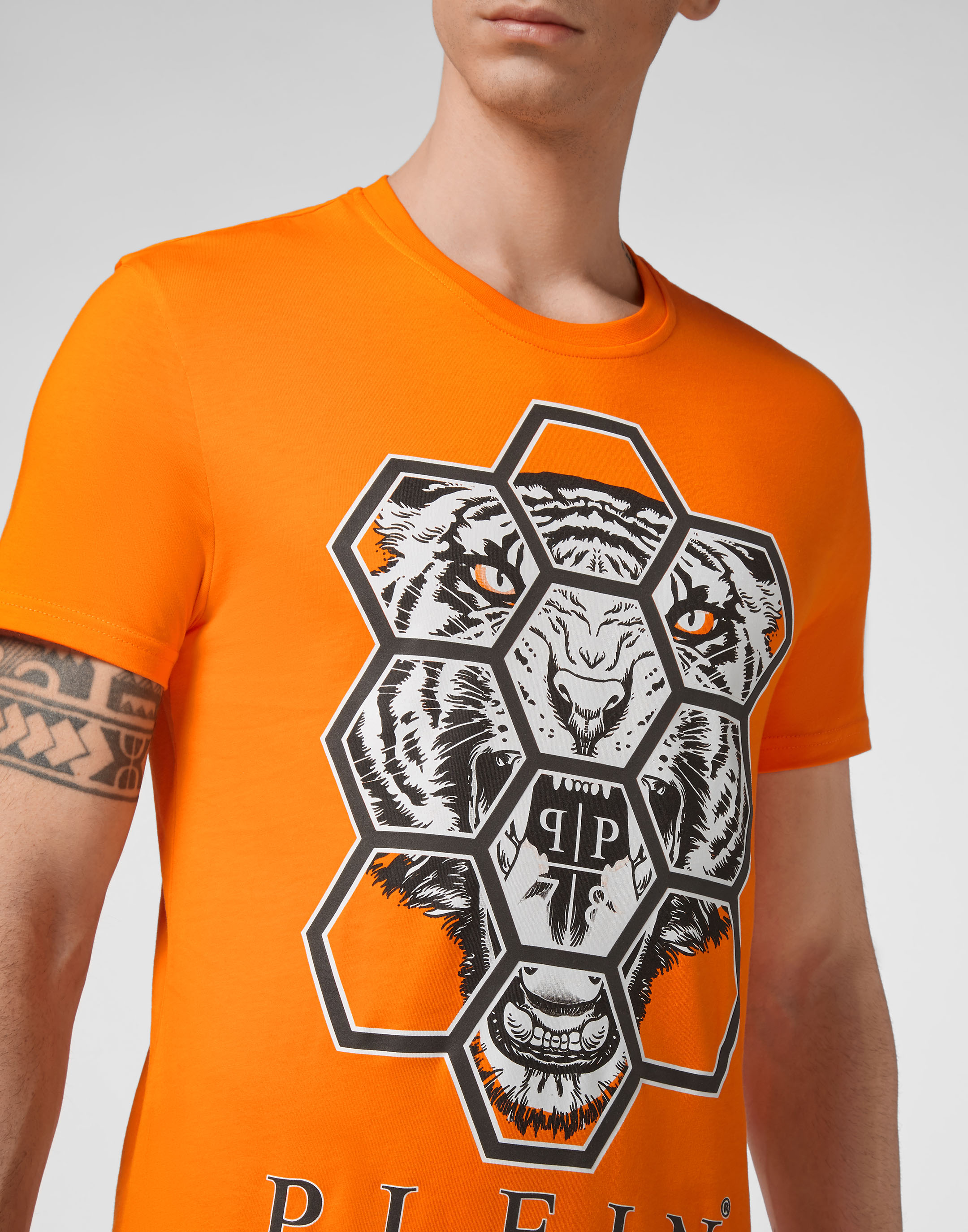 T-shirt Round Neck SS Hexagon tiger | Philipp Plein Outlet