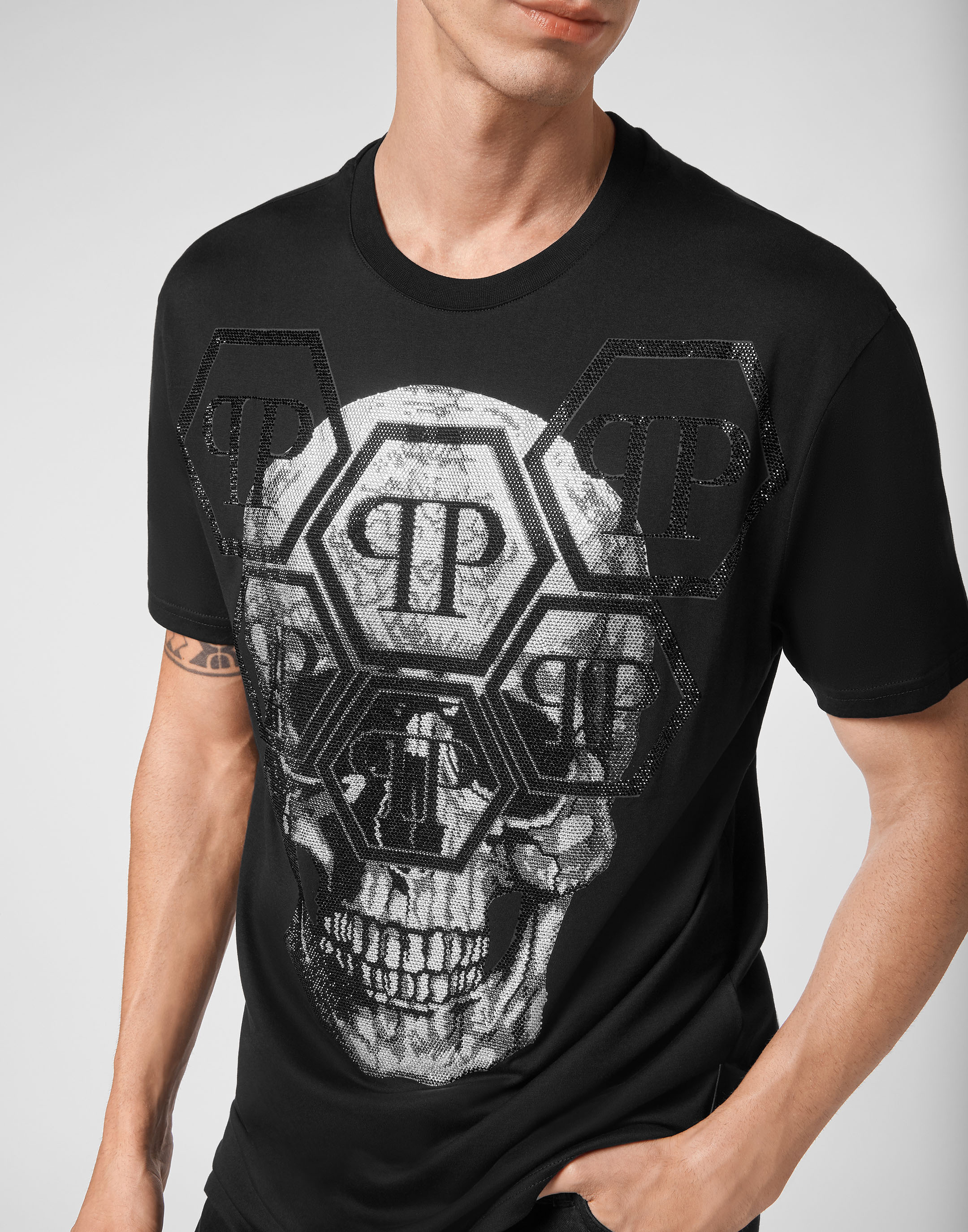 T-shirt Round Neck SS Skull with Crystals | Philipp Plein Outlet