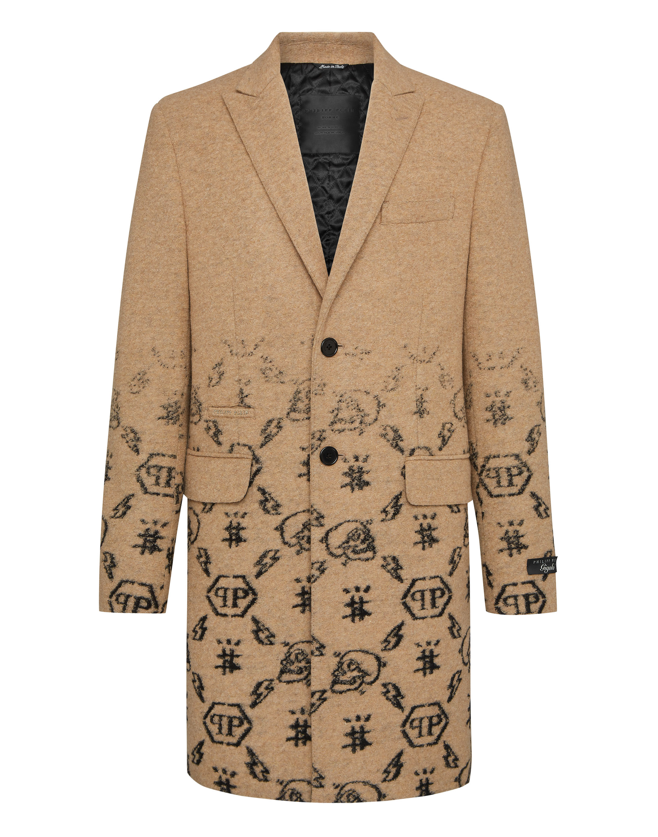 Wool sartorial jacquard Coat Monogram | Philipp Plein Outlet