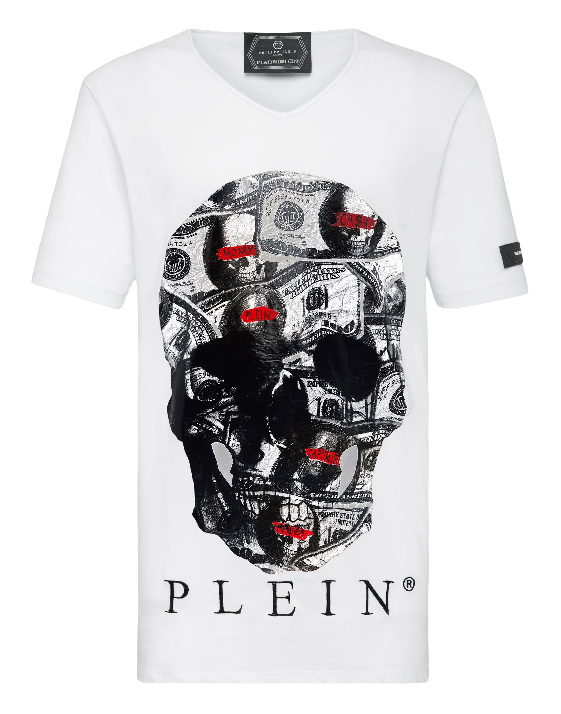 T-shirt Black Cut V-Neck Dollar | Philipp Plein Outlet