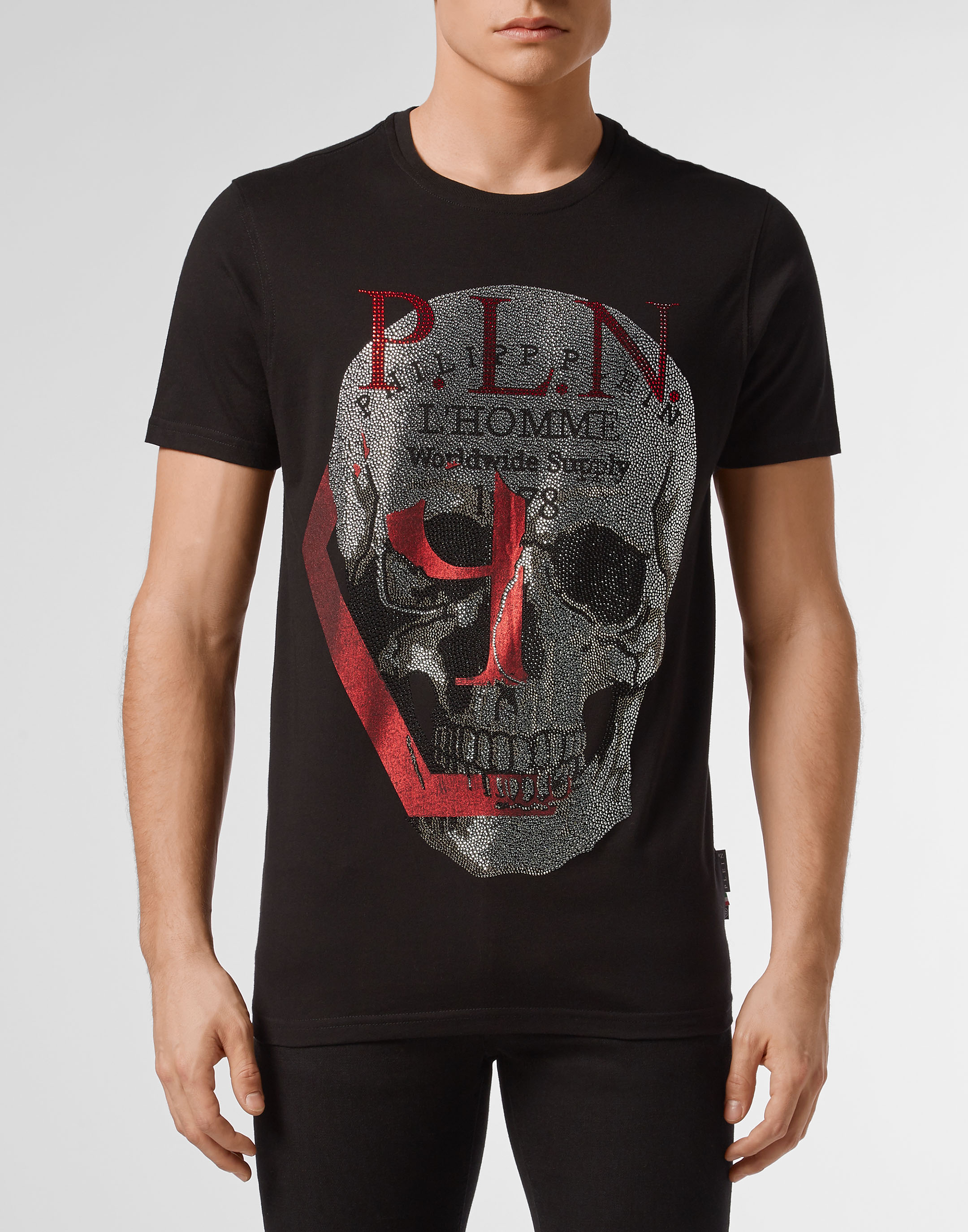 T-shirt Platinum Cut Round Neck P.L.N. | Philipp Plein Outlet