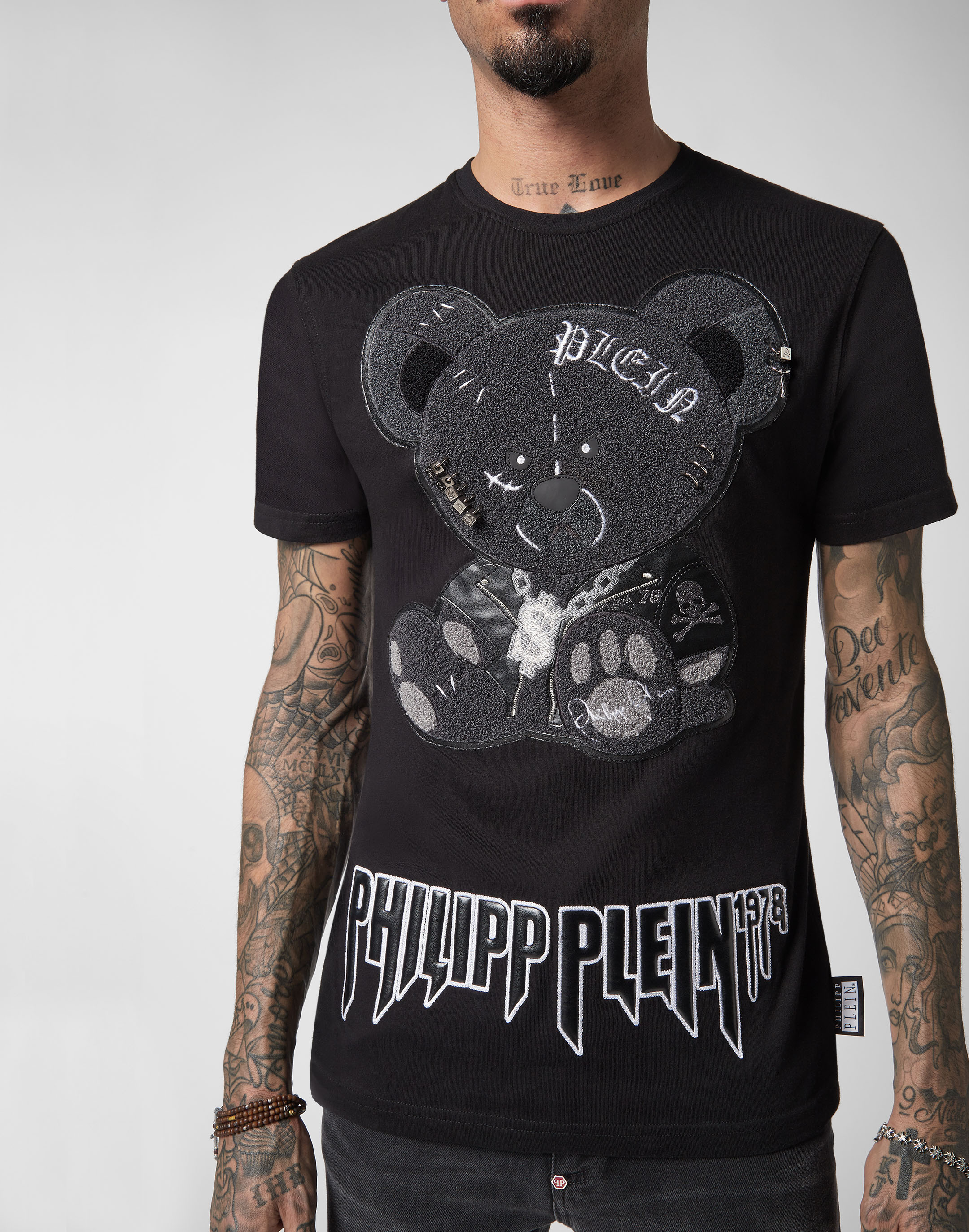 T-shirt Black Cut Round Neck Teddy Bear | Philipp Plein Outlet