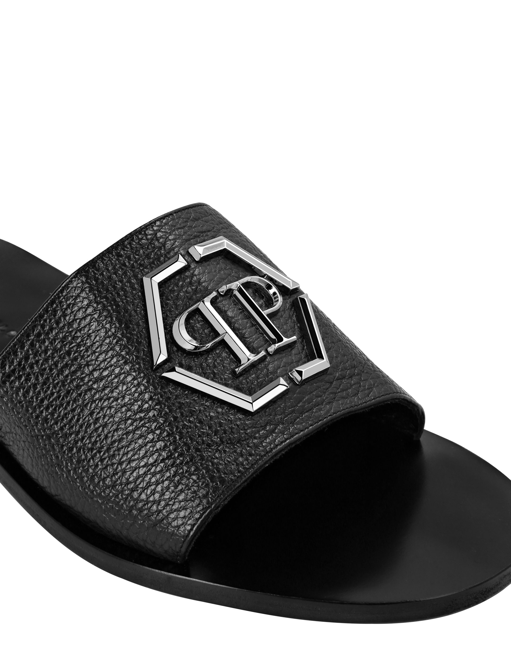 Leather Sandals Flat Gothic Plein | Philipp Plein Outlet