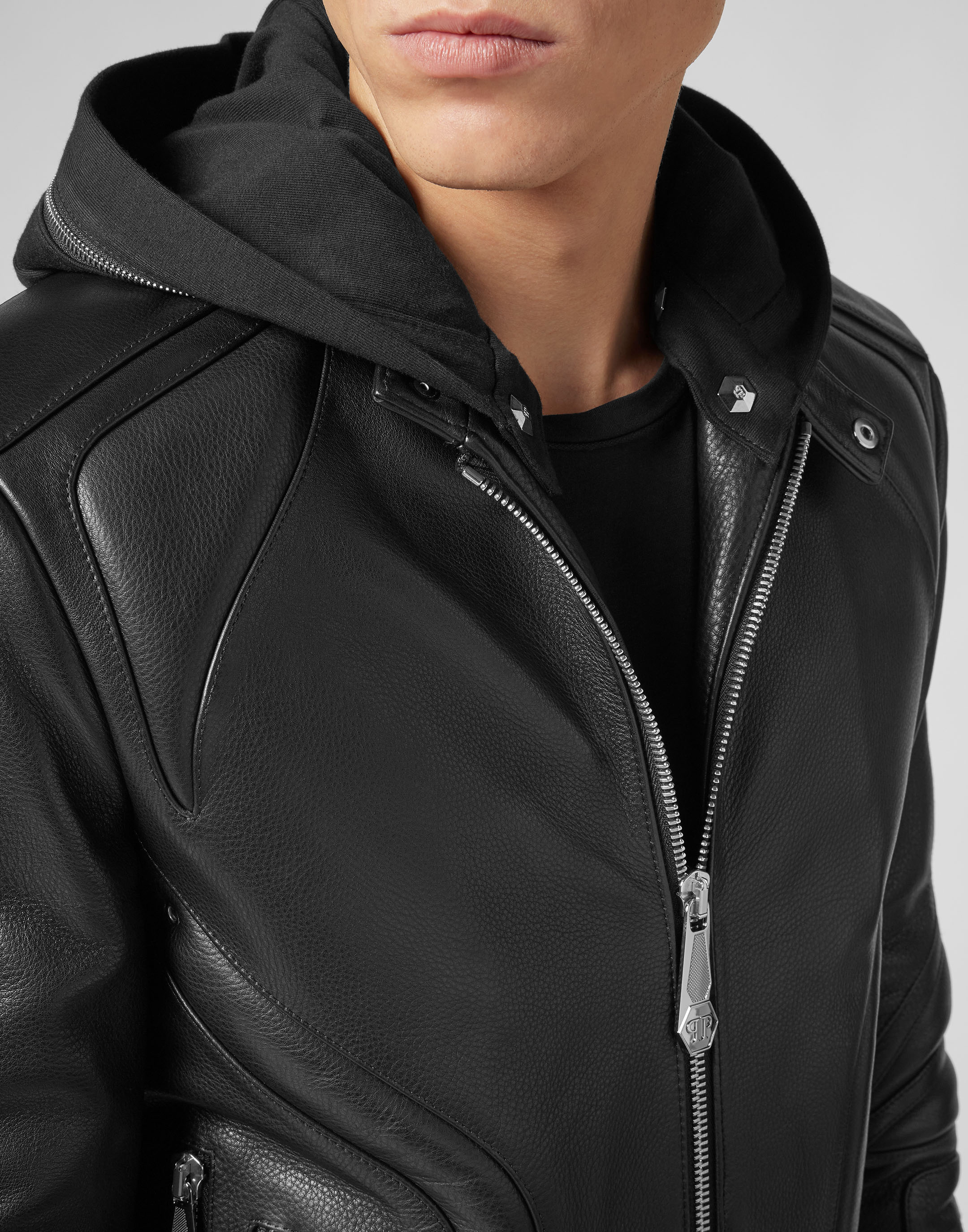 Leather Moto Jacket hoodie Statement | Philipp Plein Outlet