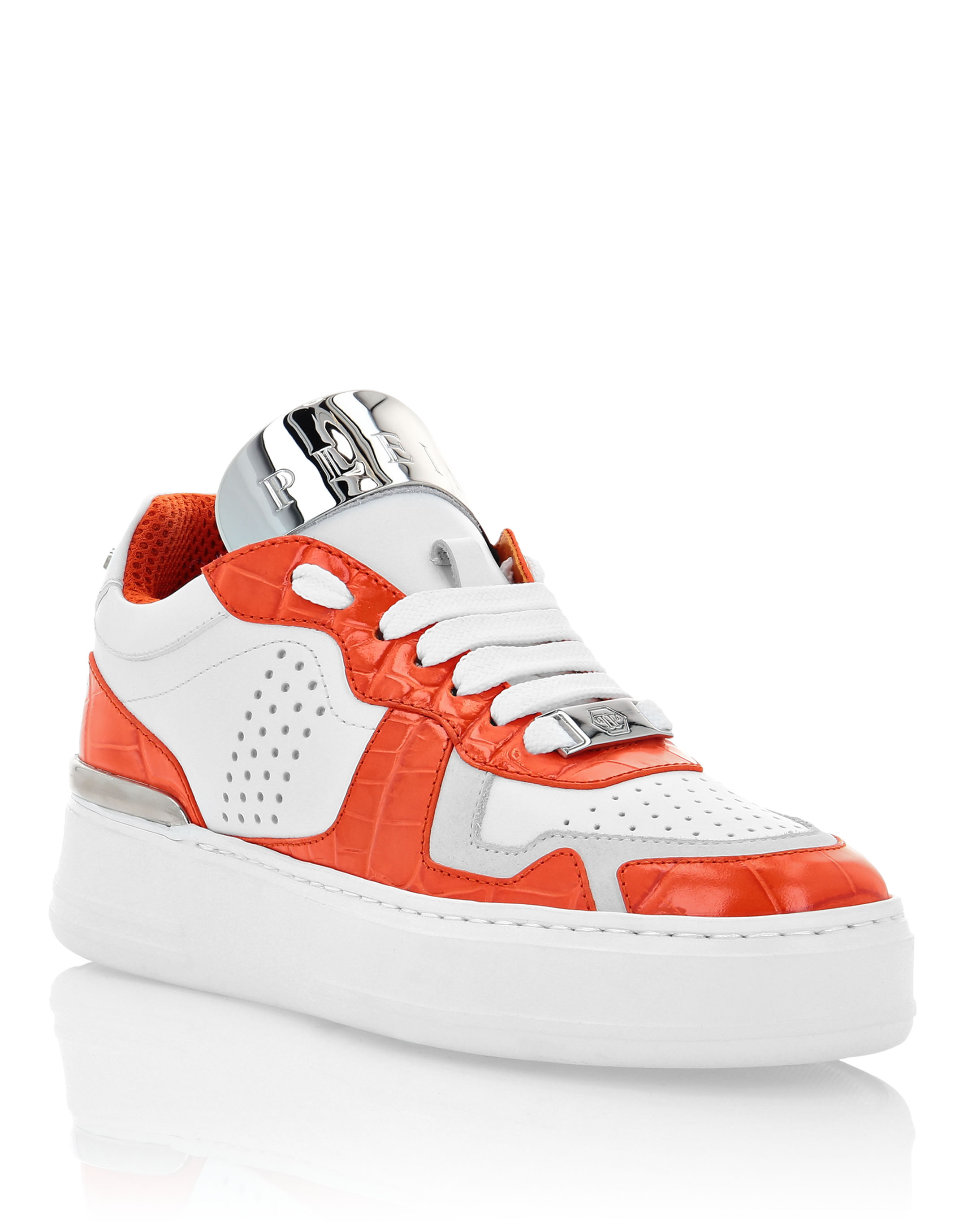 LO-TOP SNEAKERS SILVER $URFER COCCO PRINT | Philipp Plein Outlet