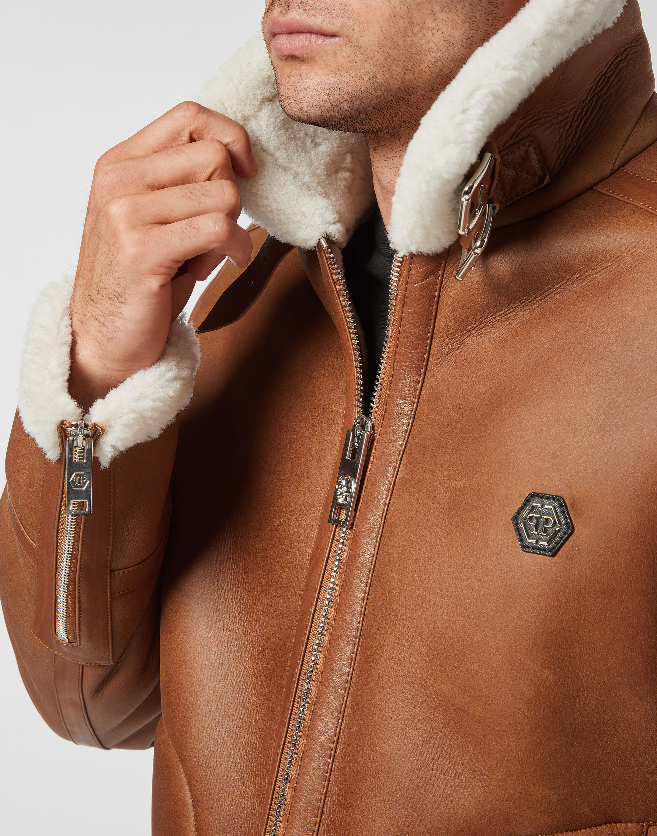 Shearling Leather Jacket | Philipp Plein Outlet