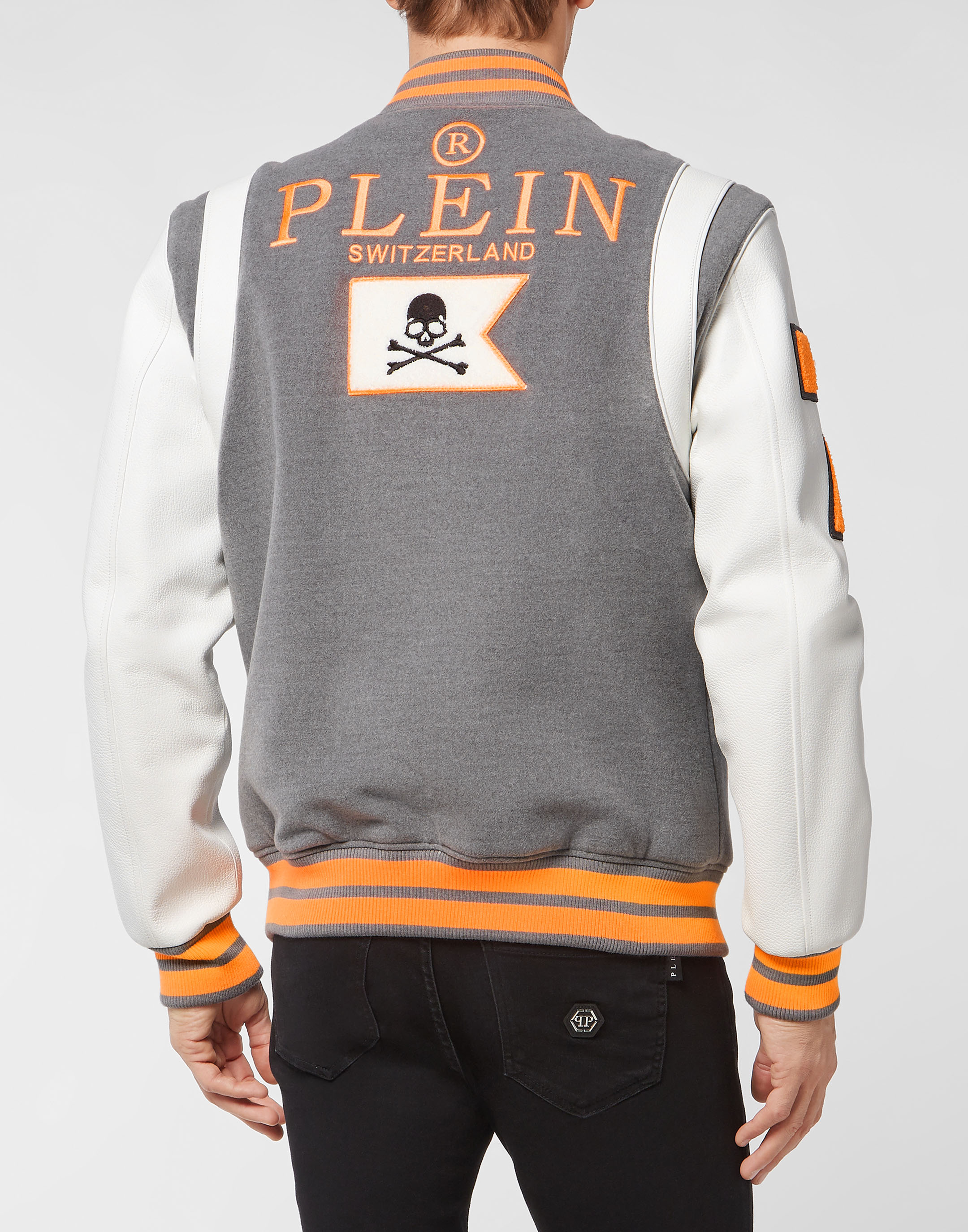 College Jacket Deer Leather Sleeves Patches | Philipp Plein Outlet