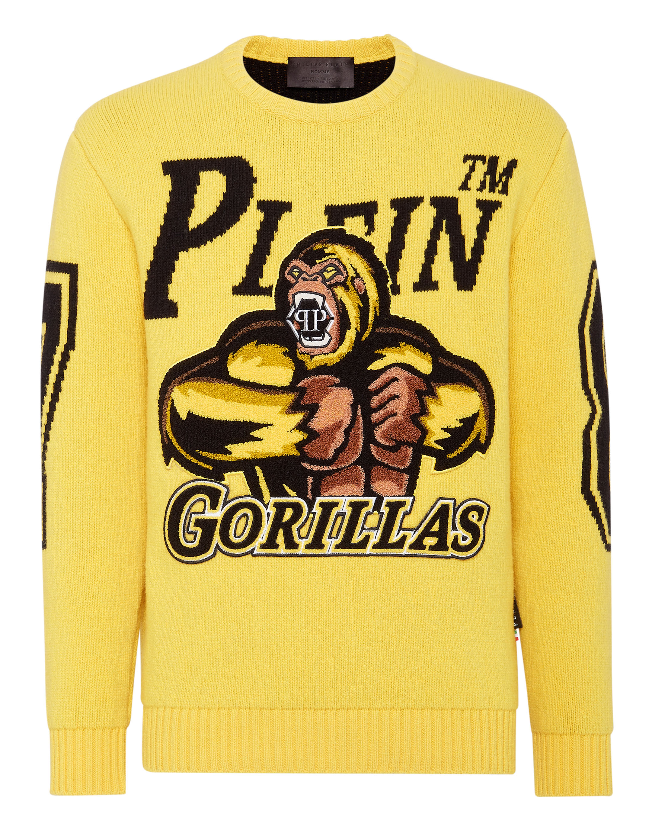 Lambswool Pullover Round Neck LS Basketball | Philipp Plein Outlet