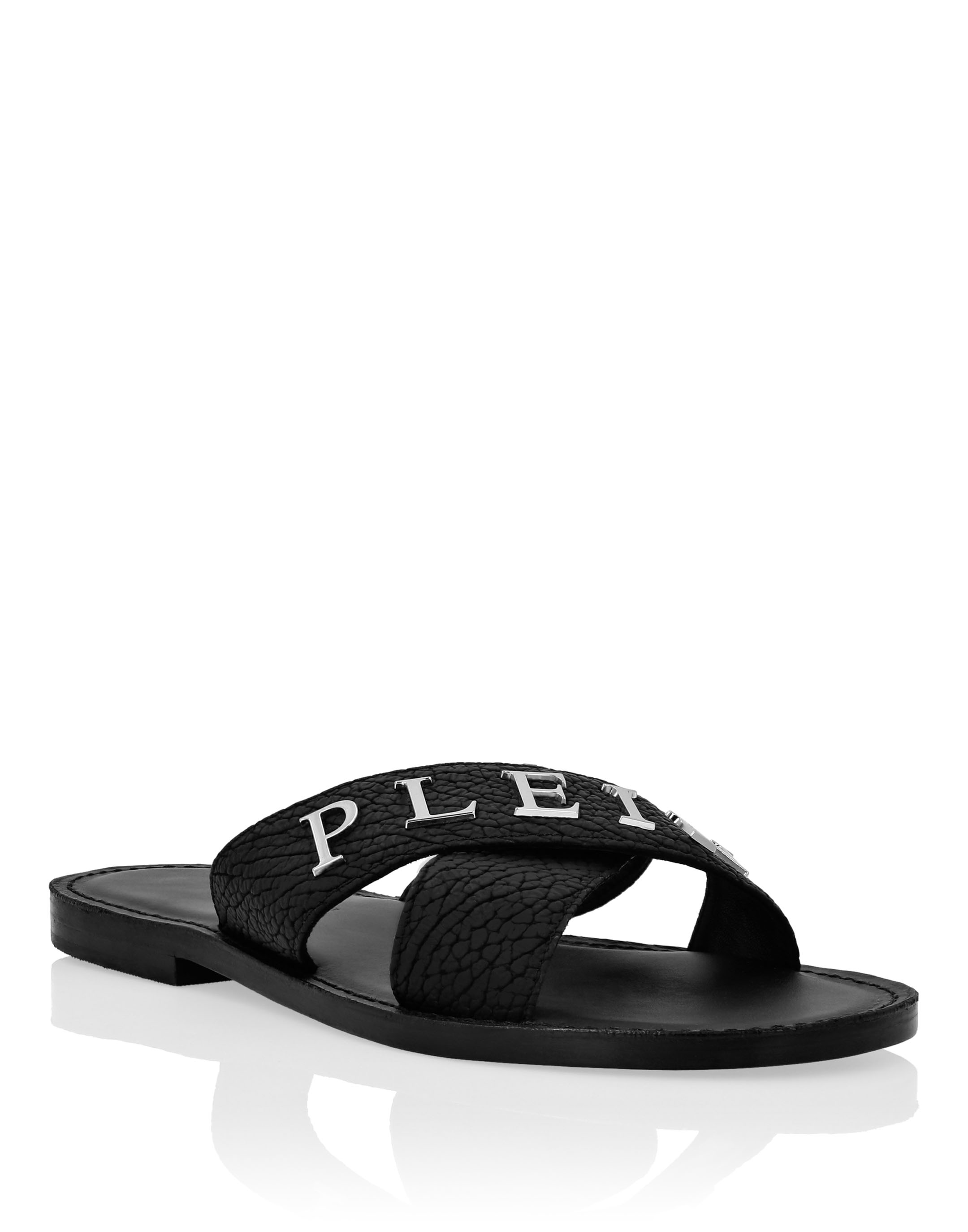 Leather Sandals Flat Iconic Plein | Philipp Plein Outlet